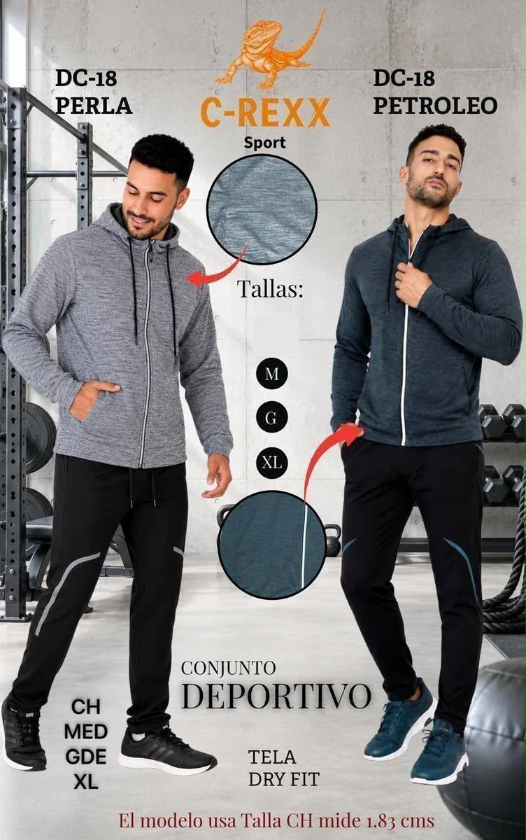 Conjunto deportivo gris para caballero