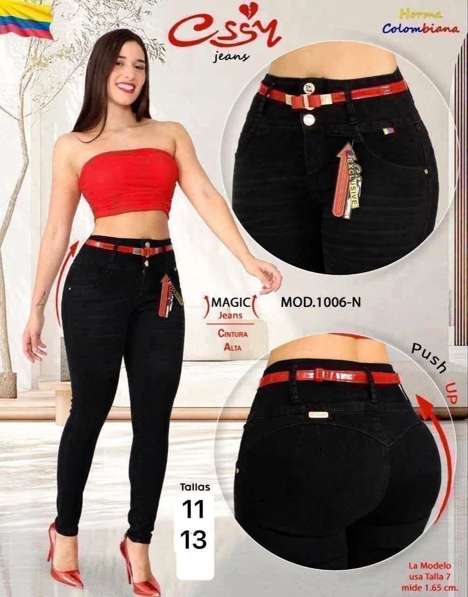 Pantalón negro para mujer con detalle rojo